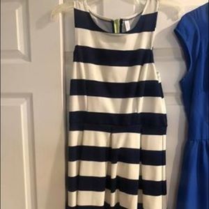 Navy and white striped dress